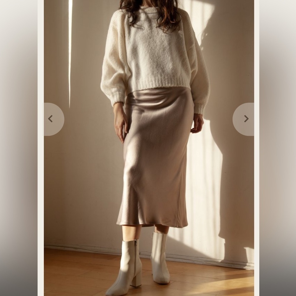 Ysabel Skirt by Angie Bauer MIDI Skirt in Almond Size Medium